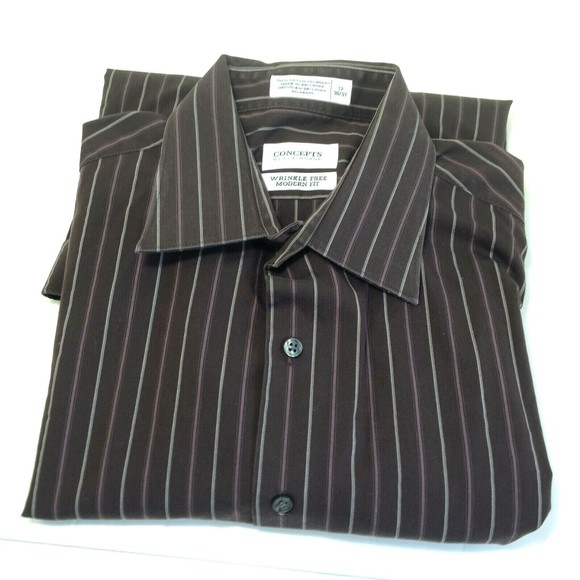 Concepts by Claiborne Long Sleeve Button Up Shirt Mens Stripes Size 17 36/37 - Picture 7 of 7